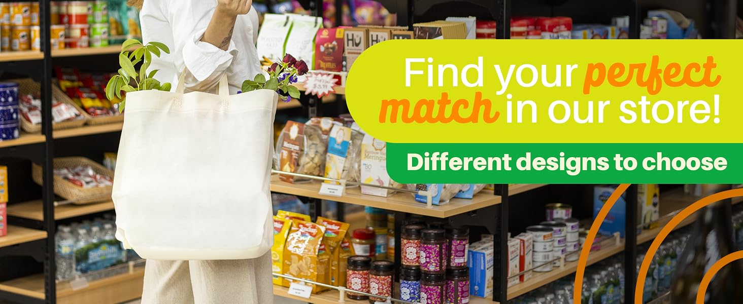 Woman using a reuse bag for groceries in a supermarket