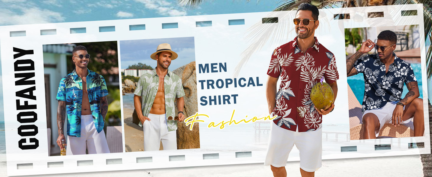 Mens Hawaiian Shirt Short Sleeve Tropical Shirts