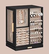 SONGMICS Jewelry Box 360°Rotating, Jewelry Storage Case with 5 Drawers, Jewelry Organizer, Glass ...