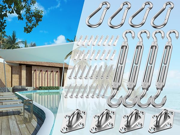 Triangle Rectangle Shade Sail Hardware Kit Heavy Duty