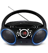 SINGING WOOD 030C Portable CD Player Boombox with AM FM Stereo Radio, Aux Line in, Headphone Jack...