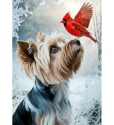 DIADAY 5D Diamond Art Painting Kits for Adults, Dog with Cardinal Diamond Art Kits, Full Drill Ro...