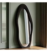 Honyee Full Length Mirror, 63" x 24" Wall Mirror, Flannel Wrapped Wooden Frame Floor Mirror, Irre...