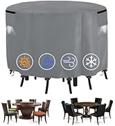 Round Table Chair Set Covers, Outdoor Patio Round Table Covers Waterproof with Windproof Buckles ...