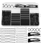 Flareann Bobby Pins Set Black – Styling Kit for Women & Girls with Bobby Pins, Spiral Pin & Snap ...