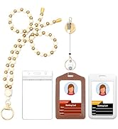 Wood Beaded Lanyards for Id Badges Set,Boho Teacher Lanyard for Keys & Keychain with Metal Retrac...