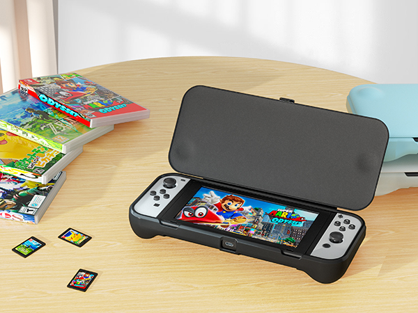 ProCase Flip Cover for Nintendo Switch OLED with 2 Pack Tempered Glass Screen Protectors