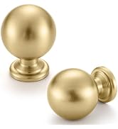 FAPUAL Brushed Gold Cabinet Knobs, 10 Pack Round Ball 1 Inch Drawer | Zinc Alloy,Screws Included,...