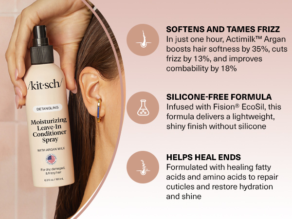 Detangler Spray for Wavy, Fine, Dry & Damaged Hair, Sulfate-Free Frizz Control for Women