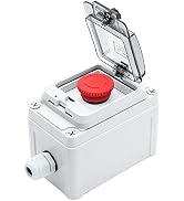 OELFFOW IP67 Button Switch Outdoor Waterproof Box Red Button Emergency Stop with Protective Cover...