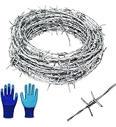 YAGJIA Barbed Wire 50 Ft, 4 Point Barbed Wire Fence, Hot-Dip Galvanized Barb Wire Roll, 18 Gauge ...