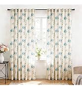 SpaceDresser Linen Curtains 84 Inch Length, Light Filtering Vintage Farmhouse Boho Curtains for L...
