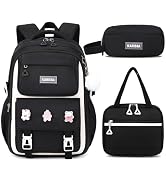 Girls Backpack, 3pcs Sets Kids Backpack for Girls with Anti-theft Back Pocket, Lightweight School...