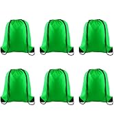 PLULON 6 Pcs Drawstring Bags Bulk Green Drawstring Backpack String Backpack Cinch Sack Sport Gym ...