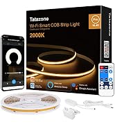 Tatazone 2000K Yellow Smart COB Led Strip Light with App, 16.4ft Bright Dotless WiFi Amber Led Li...