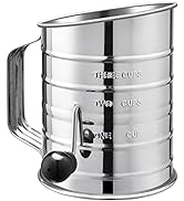 U-Taste Stainless Steel 3 Cup Flour Sifter with 4 Wire Agitators for Quick Sifting, 1 Cushion Rin...
