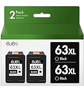 ejet Remanufactured 63XL Black Ink Replacement for HP 63XL Black Ink Cartridge, High Yield Work w...