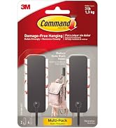Command Medium Matte Black Decorative Hook, 2-Hooks, 4-Strips Per Pack, Decorate Damage-Free