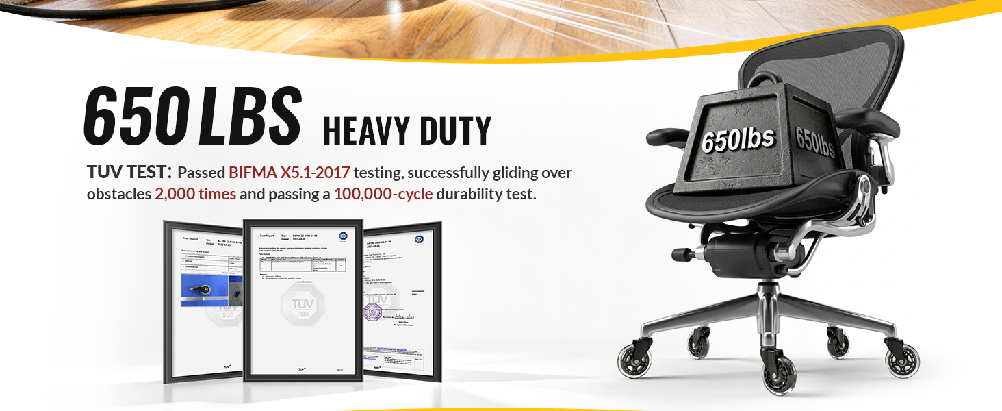 Office Chair Wheels - Universal Fit 3 Inch Roller Blade Casters - Safe for Hardwood Carpet Floors