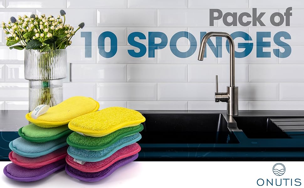 pack of sponges kitchen dish scrubber non-smell non-scratch reusable washable scrub bathroom