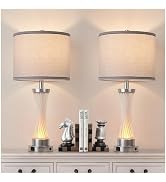 bdayanx 3-Way Dimmable Table Lamp Set of 2,Touch Control Lamp with Night Light,Modern Crystal Tab...