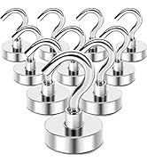 MIKEDE Magnetic Hooks Heavy Duty, 28Lbs Neodymium Magnets with Hooks for Refrigerator, 10Pcs Stro...