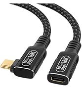 80Gbps USB C Extension Cable for Thunderbolt 5/4,1.65ft/0.5m Short USB4 cable with 90-Degree Righ...