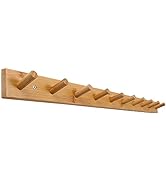 SKOLOO Wood Coat Rack Wall Mounted,10 Peg Long Bamboo Hook for Hanging Backpack Coat Towel Hat,16...