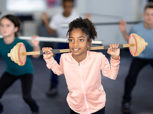 Kids Wooden Workout Play Weights Set
