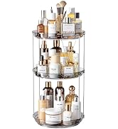 Delamu 3 Tier Rotating Makeup Organizer for Vanity, Skincare Organizer for Bathroom Counter, Spin...