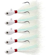 Alwonder 5-Pack Bucktail Jigs Hair Jigs Saltwater Freshwater Fishing Bucktail Lures Surf Fishing ...