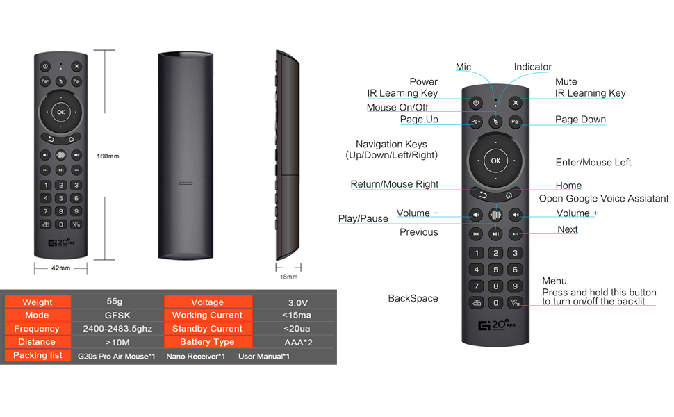 G20S PRO REMOTE CONTROL