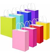 Suwimut 80 Pieces Small Paper Gift Bags with Handles, 5.9x3.15x8.26 Inch Colorful Kraft Paper Par...