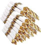 Joyido 400PCS Pre Rolled Gold Plastic Silverware Sets - Heavy Duty Gold Cutlery - Include 100 Pac...