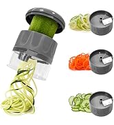 SUREWIN Vegetable Spiralizer 3 in 1 Spiralizer for Veggie Noodles Adjustable Zucchini Noodle Make...