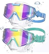 Rantizon Kids Swim Goggles Mask 2 Pack for Kids Youth 3-15, 220° HD View Goggles with Nose Cover ...