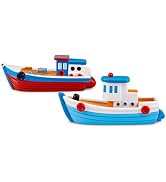 2 Pcs Colorful Miniature Dollhouse Boat Mini Fishing Boat Model Mediterranean Decor Resin Desktop...