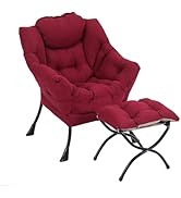 LITA Lazy Chair with Ottoman, Modern Accent Leisure Upholstered Sofa Chair, Contemporary Lounge R...