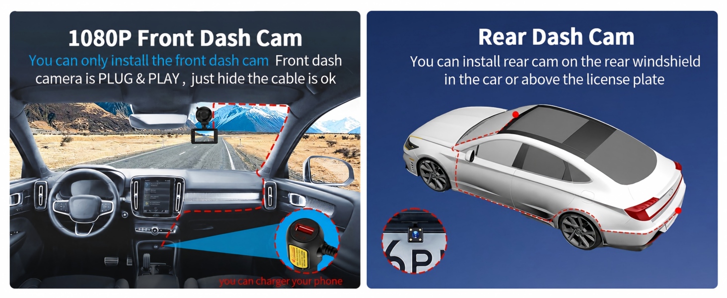 dashcam front and rear camera