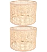 UKCOCO 2pcs Rattan Lamp Shade, Wicker Lamp Shade Replacement Woven Hanging Light Cover for Floor ...