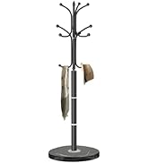 OIRUMIE Coat Rack with Natural Marble Base, Metal Coat Rack Freestanding, Coat Rack Stand with 12...