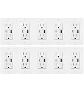 USB C Outlet PD 24W,GREENCYCLE 10PK 15 Amp USB Wall Outlet With Fast Charge,USB Wall Mounted Outl...