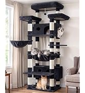 Gitelsnour Cat Tree for Indoor Cats Large Adult, 74" Cat Tower with 3 Big Platforms, 2 Baskets, 2...