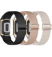 Kollody 3 Pack Nylon Elastic Watch Bands Compatible with Fitbit Charge 6,Soft Stretchy Breathable...