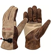 AOUCHI Leather Gardening Gloves for Men, Work Gloves for Welding, Construction, Chainsaw, Farm, R...