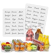 Mintitude Fridge Labels for Food Storage Containers, Preprinted Black Script Clear Stickers for E...