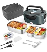 IXIIE Electric Lunch Box 80W Food Warmer for Work, 12V/24V/110V Portable Lunch Warmer for Adults ...