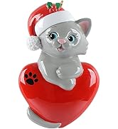 Personalized Gray Cat Ornaments for Christmas Tree, Cute Pet Cat Ornaments, Polyresin Cat Ornamen...