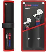 HITORK 2-peice Adjustable Wrench Set, 6 & 10 Inch, CRV Steel, Quick Adjust, Laser Etched SAE & Me...