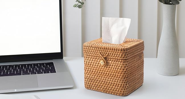 rattan tissue box cover